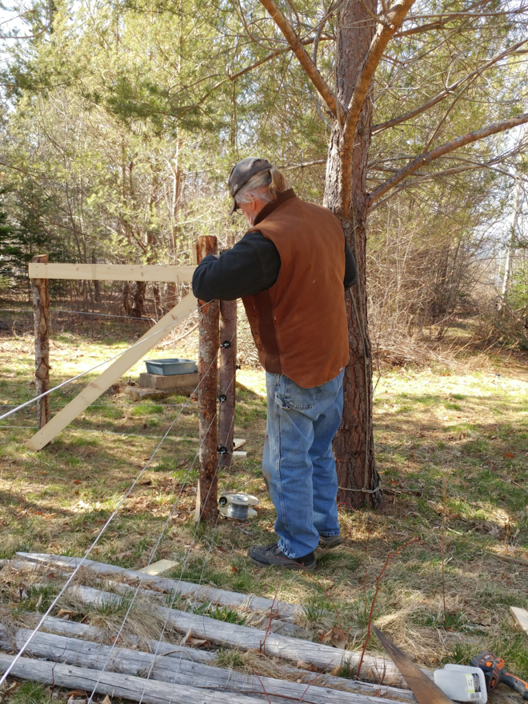 fastening the wire for the fence